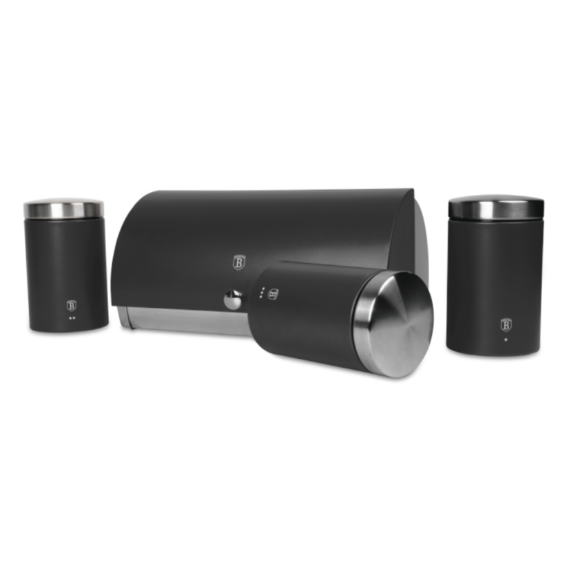 BERLINGERHAUS Chlebník a sada dóz na potraviny 4 ks Antracit Collection