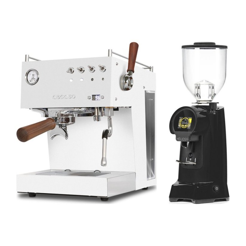 Ascaso Steel DUO PID PLUS, White&Wood + Eureka Helios 65, black
