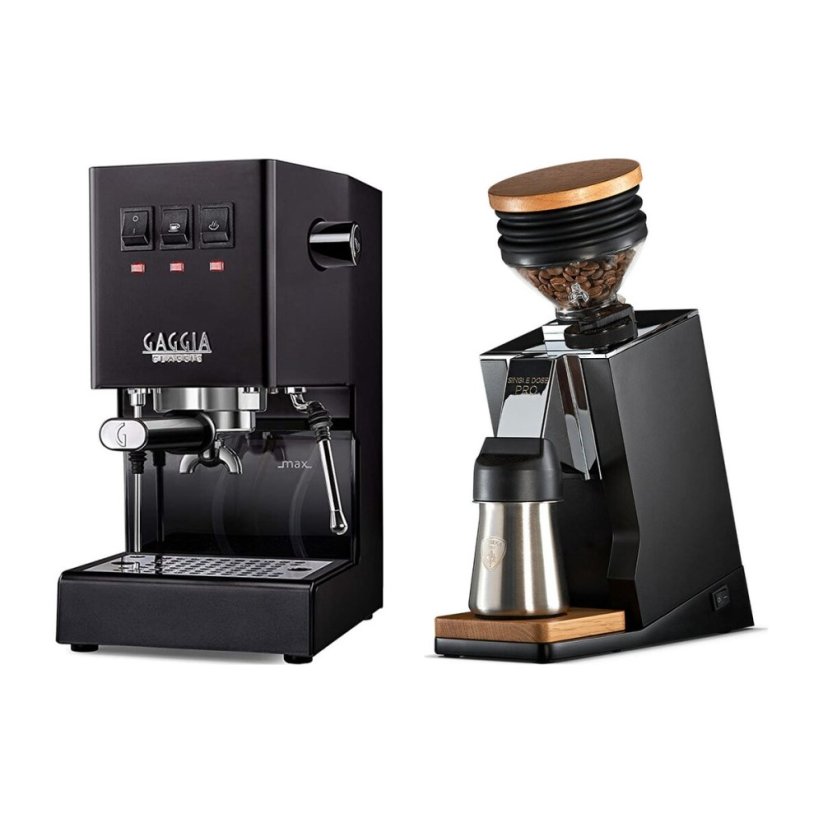 Gaggia Classic E24, černá + Eureka Mignon Single Dose PRO, Black & Oak