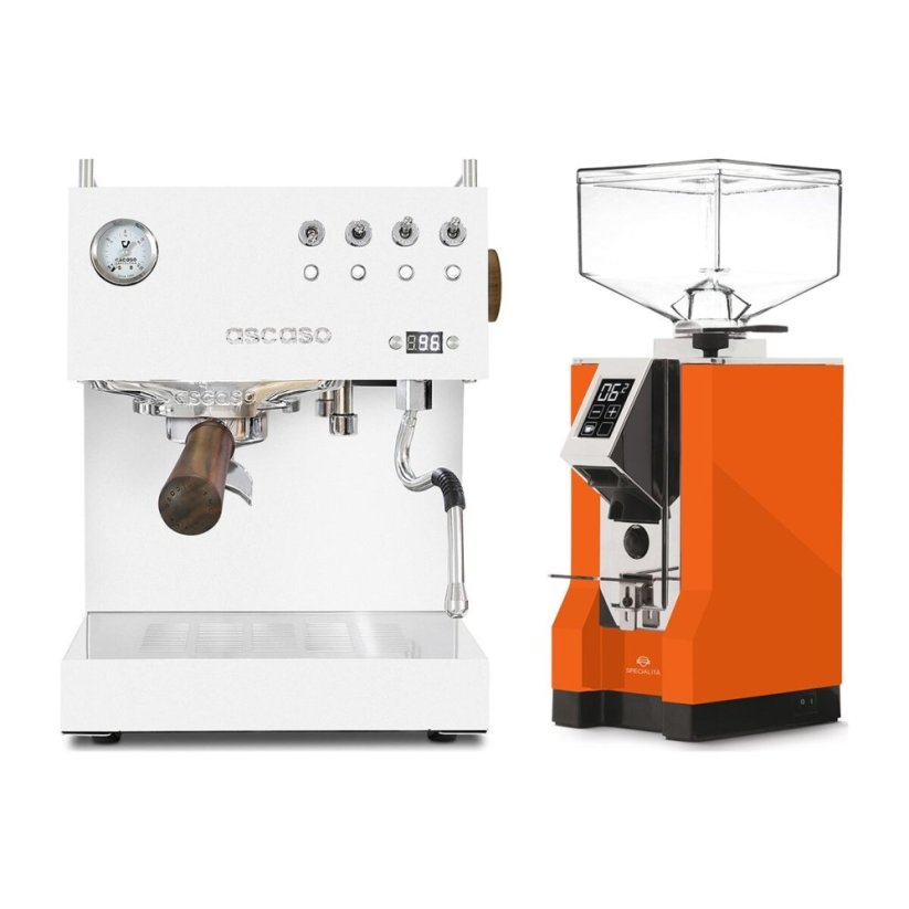 Ascaso Steel DUO PID White + Eureka Mignon Specialita, CR Orange