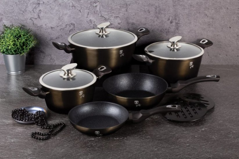 BERLINGERHAUS Pánev grilovací s mramorovým povrchem 28 cm Shiny Black Collection