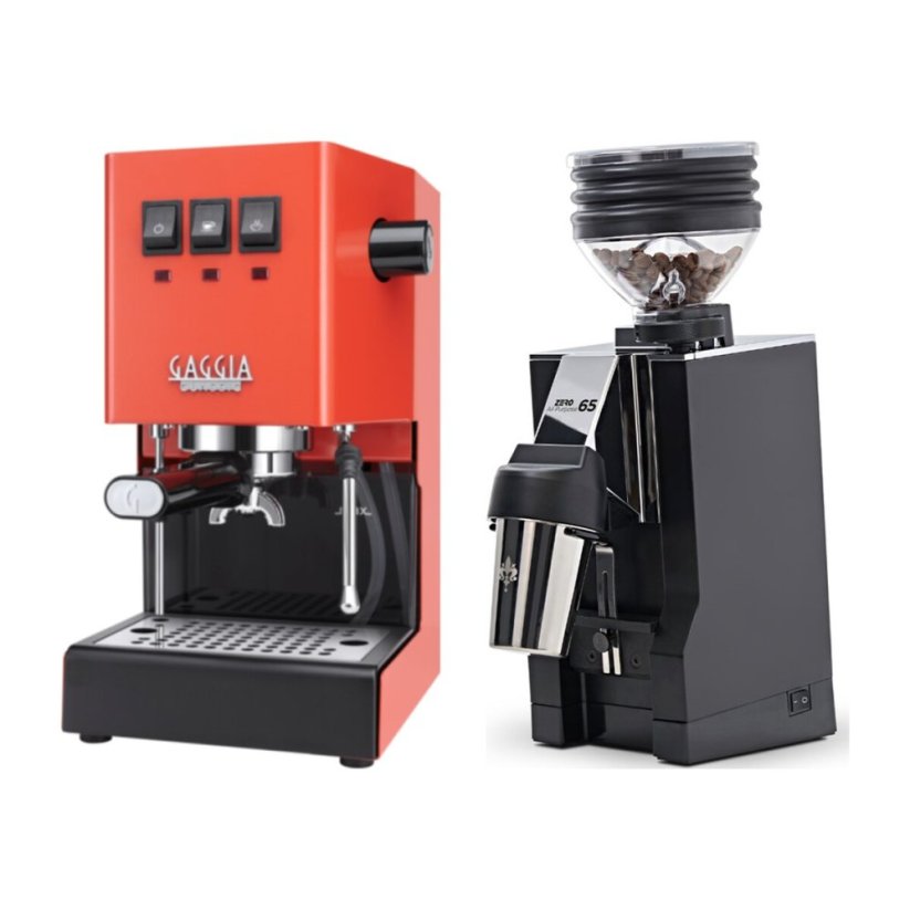 Gaggia Classic E24, oranžová + Eureka Mignon Zero 65 All Purpose, CR black