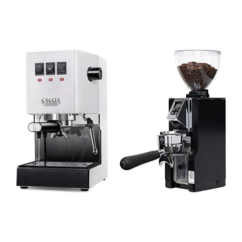 Gaggia Classic E24, bílá + Eureka Mignon Libra 65 All Purpose, CR black