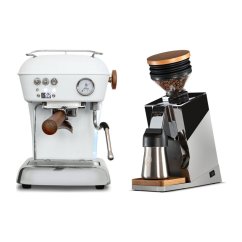 Ascaso DREAM PID Cloud White + Eureka Mignon Single Dose PRO, Chrome & Oak