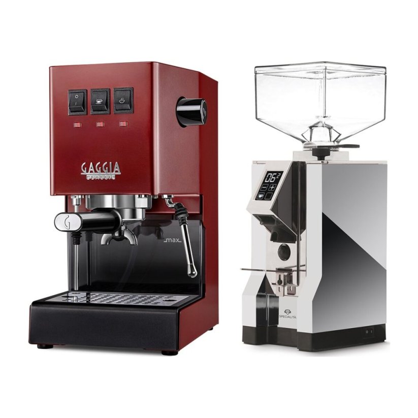 Gaggia Classic E24, červená + Eureka Mignon Specialita, CR Chrome