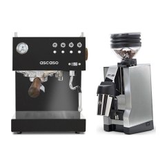 Ascaso Steel DUO PID Black + Eureka Mignon Zero 65 All Purpose, CR chrome