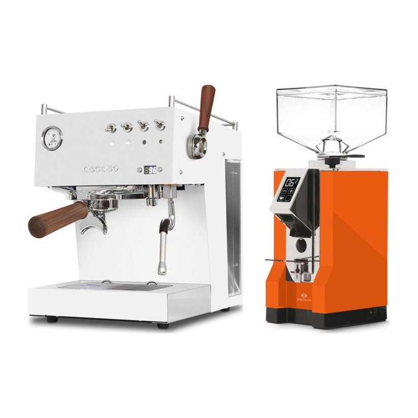 Ascaso Steel DUO PID PLUS, White&amp;Wood + Eureka Mignon Specialita, CR Orange