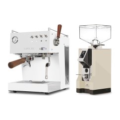 Ascaso Steel DUO PID PLUS, White&Wood + Eureka Mignon Specialita, CR Cream