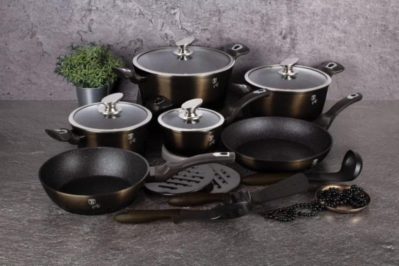 BERLINGERHAUS Pánev grilovací s mramorovým povrchem 28 cm Shiny Black Collection