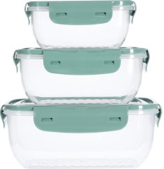 EXCELLENT HOUSEWARE Dóza na potraviny sada 3 ks tmavě zelená