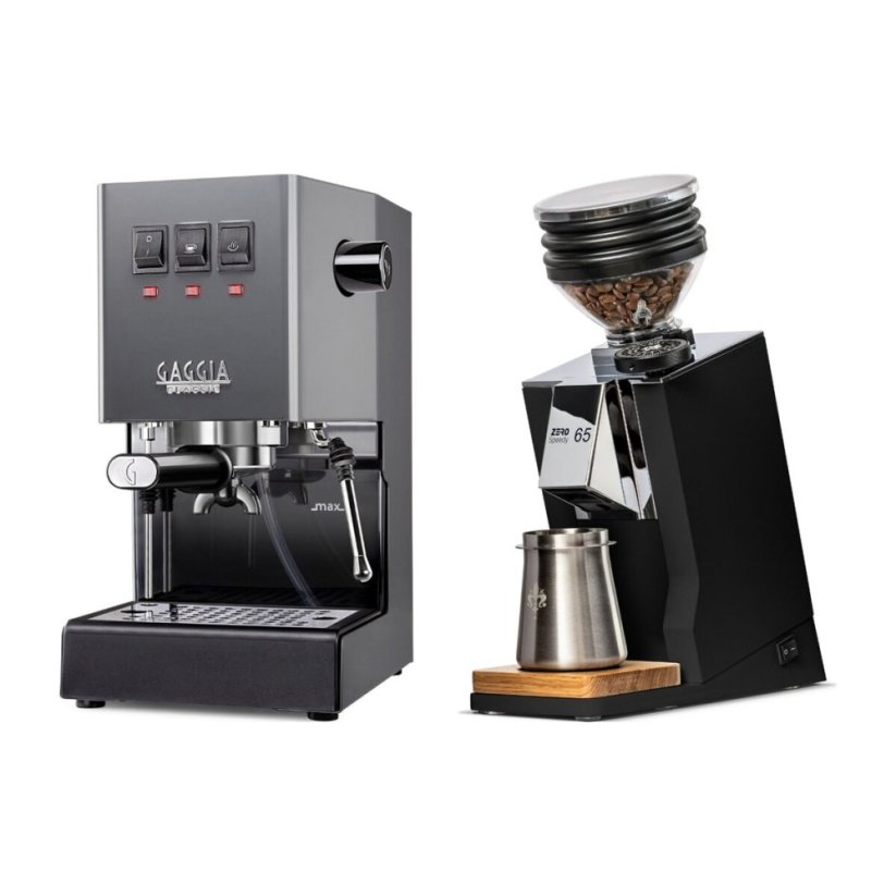 Gaggia Classic E24, šedá + Eureka Mignon Zero 65 Speedy ALL PURPOSE black