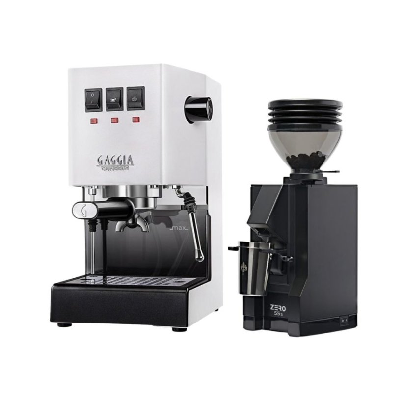 Gaggia Classic E24, bílá + Eureka Mignon Zero 55s Black