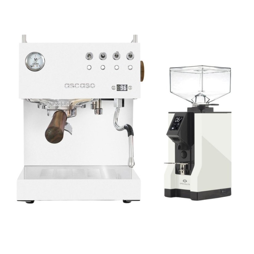 Ascaso Steel DUO PID, White&Wood + Eureka Mignon Specialita, BL white