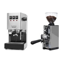 Gaggia Classic E24, stříbrná + Eureka Mignon Libra 65 All Purpose, CR chrome