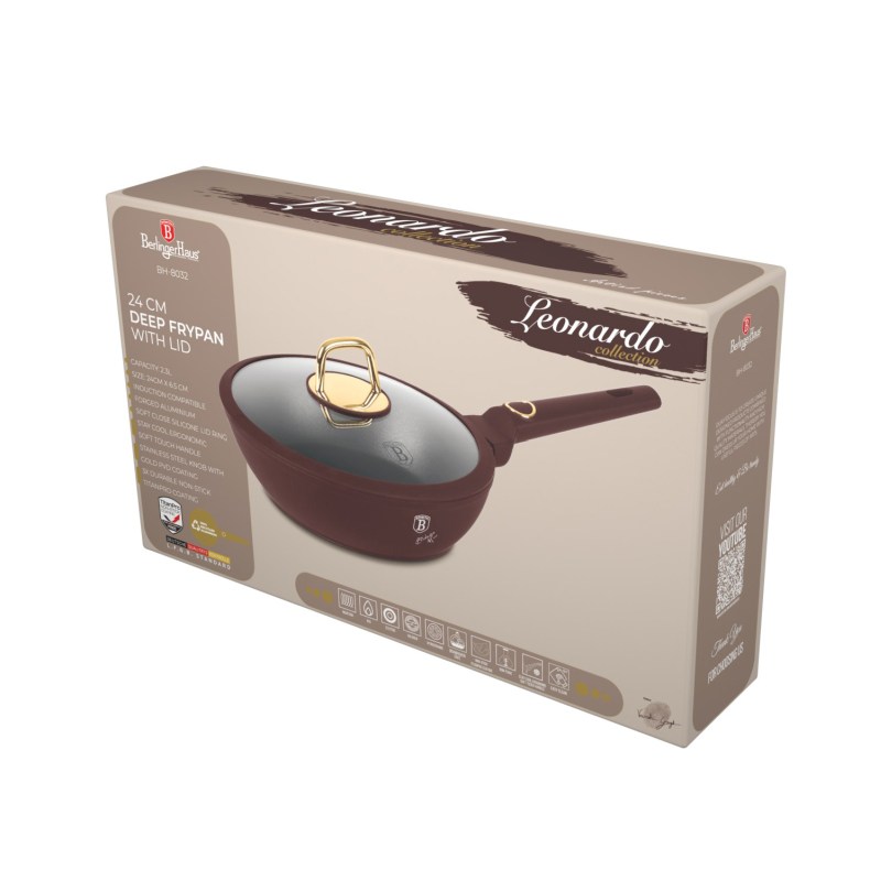 BERLINGERHAUS Pánev hluboká s titanovým povrchem a poklicí 24 cm Leonardo Collection