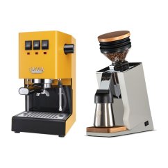 Gaggia Classic E24, žlutá + Eureka Mignon Single Dose PRO, White & Oak