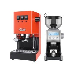 Gaggia Classic E24, oranžová + Mlýnek Sage BCG820BSS Silver