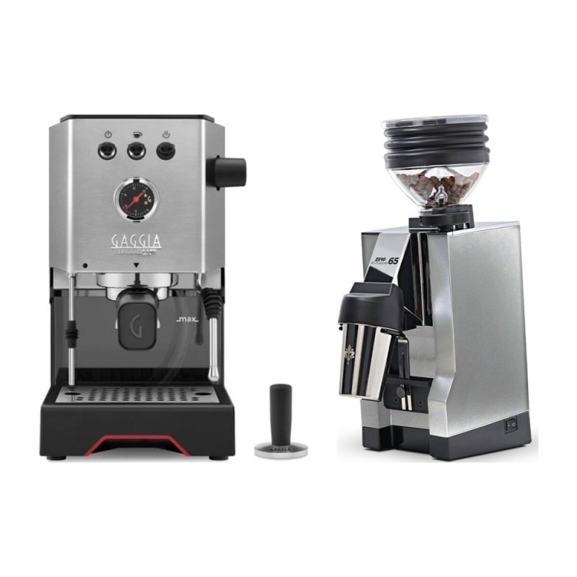 Gaggia Classic Up stříbrná + Eureka Mignon Zero 65 All Purpose, CR chrome