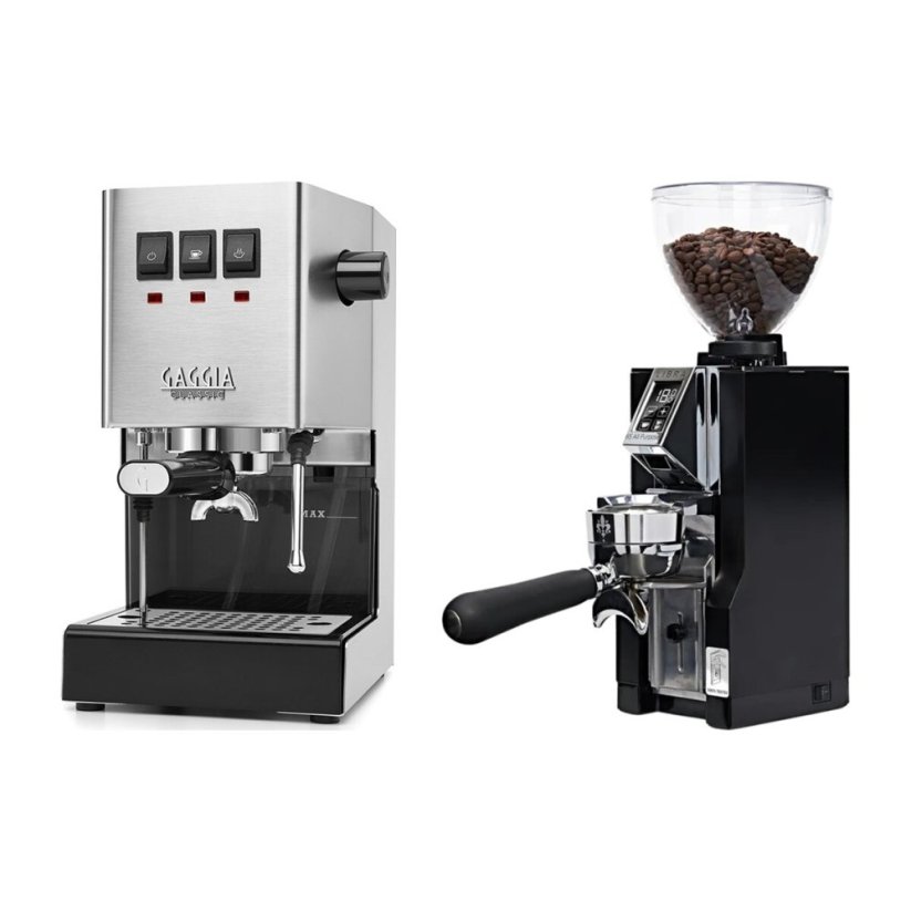 Gaggia Classic E24, stříbrná + Eureka Mignon Libra 65 All Purpose, CR black