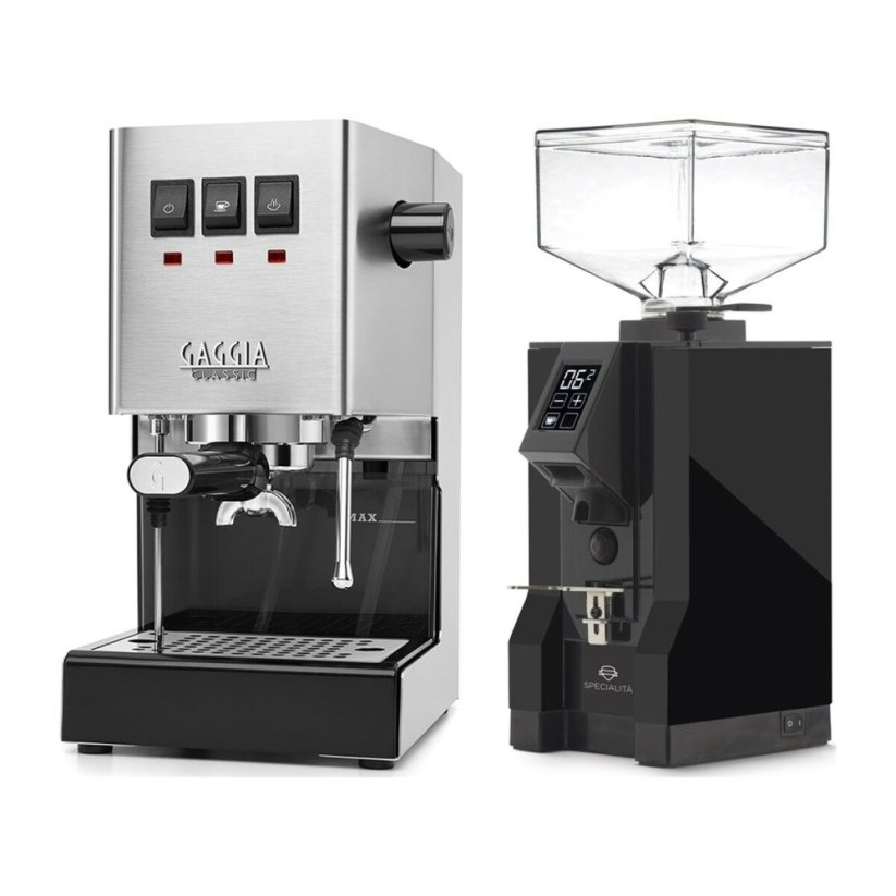 Gaggia Classic E24, stříbrná + Eureka Mignon Specialita, BL Black