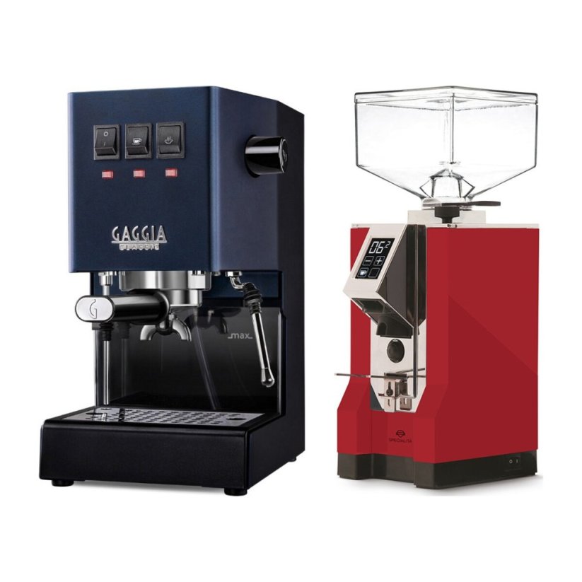 Gaggia Classic E24, modrá + Eureka Mignon Specialita, CR Ferrari red
