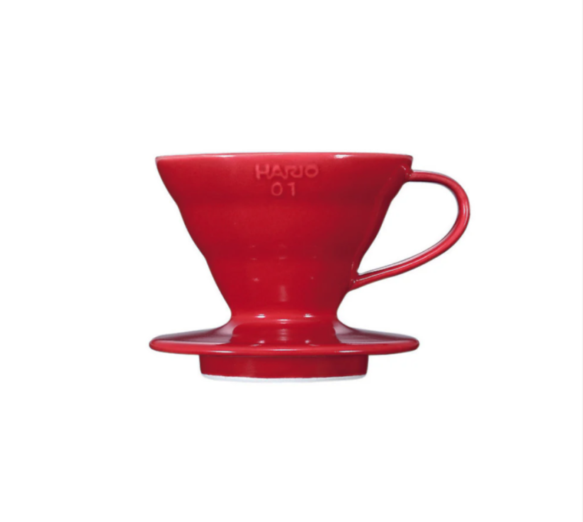 Keramický odkvapkávač kávy Hario V60-01 červený