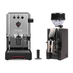 Gaggia Classic Up stříbrná + Eureka Mignon Zero, CR black