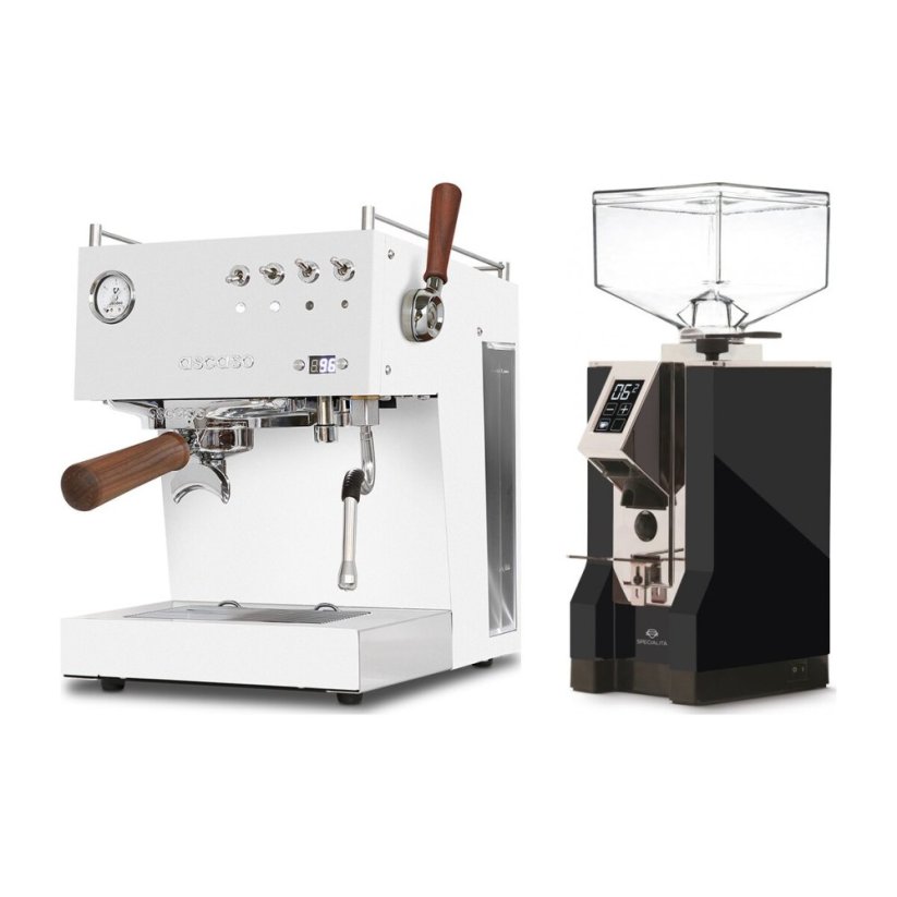 Ascaso Steel DUO PID PLUS, White&Wood + Eureka Mignon Specialita, CR Black
