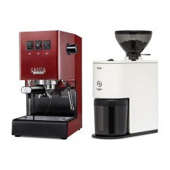 Gaggia Classic E24, červená + Eureka Peppe, White