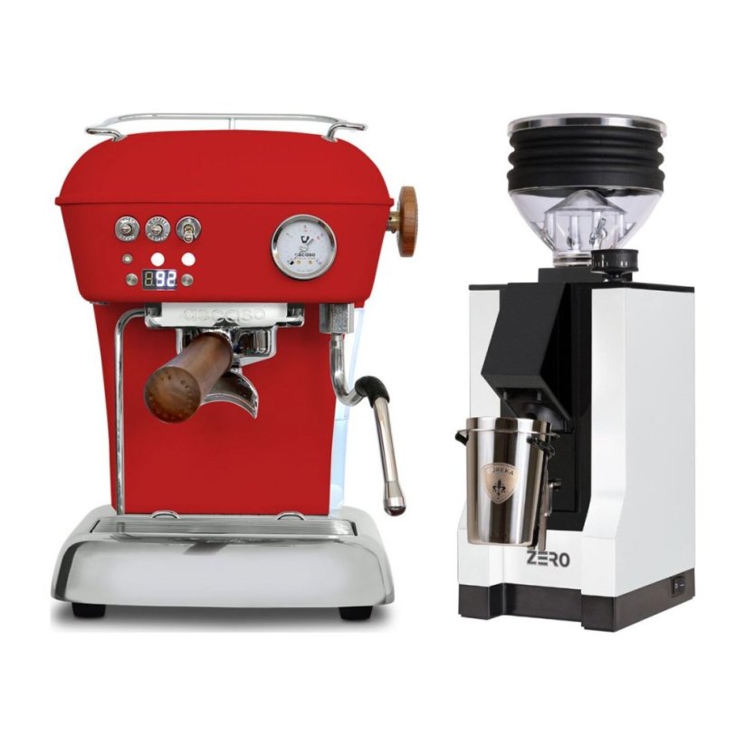 Ascaso DREAM PID Love Red + Eureka Mignon Zero, BL white