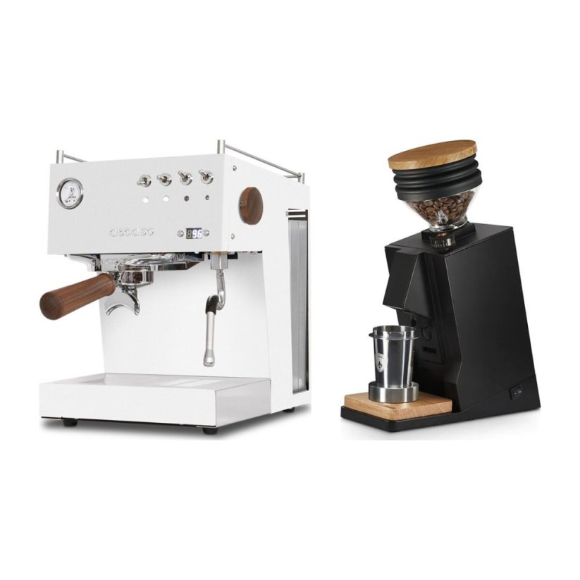 Ascaso Steel Uno PID white + Eureka Mignon Single Dose, Black & Oak