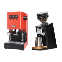 Gaggia Classic E24, oranžová + Eureka Mignon Zero 65 Speedy ALL PURPOSE black