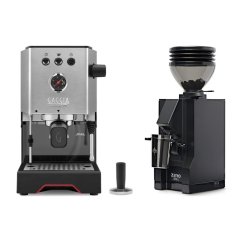 Gaggia Classic Up stříbrná + Eureka Mignon Zero 55s Black