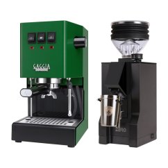 Gaggia Classic E24, zelená + Eureka Mignon Zero, BL Black