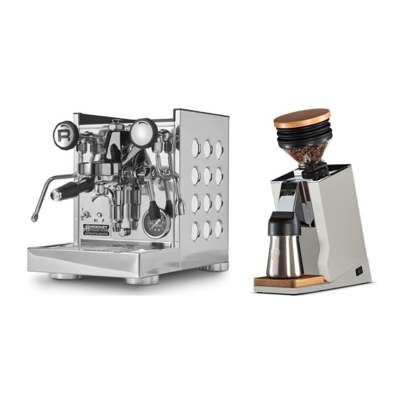 Rocket Espresso Appartamento TCA, white + Eureka Mignon Single Dose PRO, White & Oak
