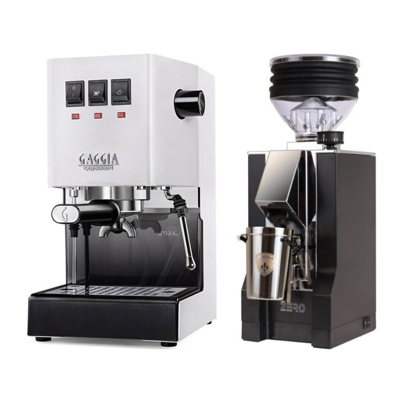 Gaggia Classic E24, bílá + Eureka Mignon Zero, CR black