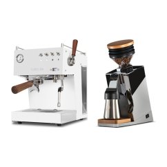 Ascaso Steel DUO PID PLUS, White&Wood + Eureka Mignon Single Dose PRO, Chrome & Oak