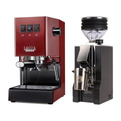 Gaggia Classic E24, červená + Eureka Mignon Zero, CR black