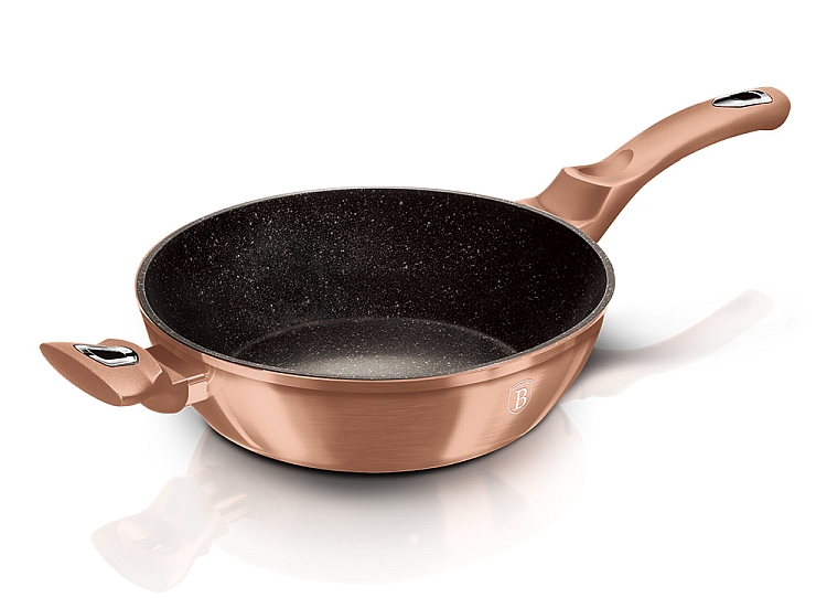 BERLINGERHAUS Pánev hluboká s mramorovým povrchem a poklicí 28 cm Rosegold Metallic Line
