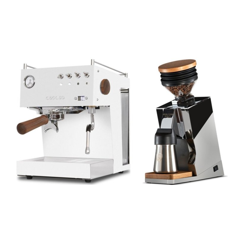 Ascaso Steel Uno PID white + Eureka Mignon Single Dose PRO, Chrome & Oak