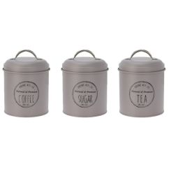 EXCELLENT HOUSEWARE Dóza na potraviny kávu, čaj a cukr sada 3 ks šedá