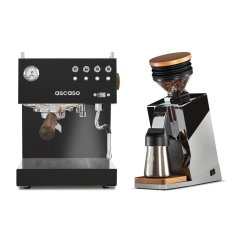 Ascaso Steel DUO PID Black + Eureka Mignon Single Dose PRO, Chrome & Oak