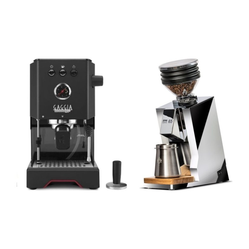 Gaggia Classic Up černá + Eureka Mignon Zero 65 Speedy ALL PURPOSE chrome