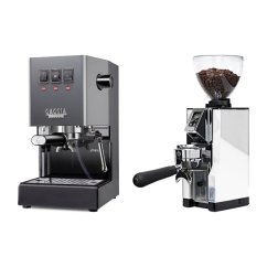 Gaggia Classic E24, šedá + Eureka Mignon Libra 65 All Purpose, CR white