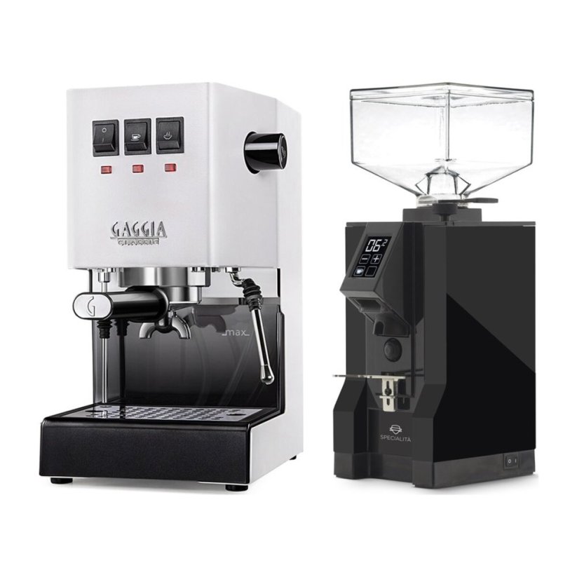 Gaggia Classic E24, bílá + Eureka Mignon Specialita, BL Black