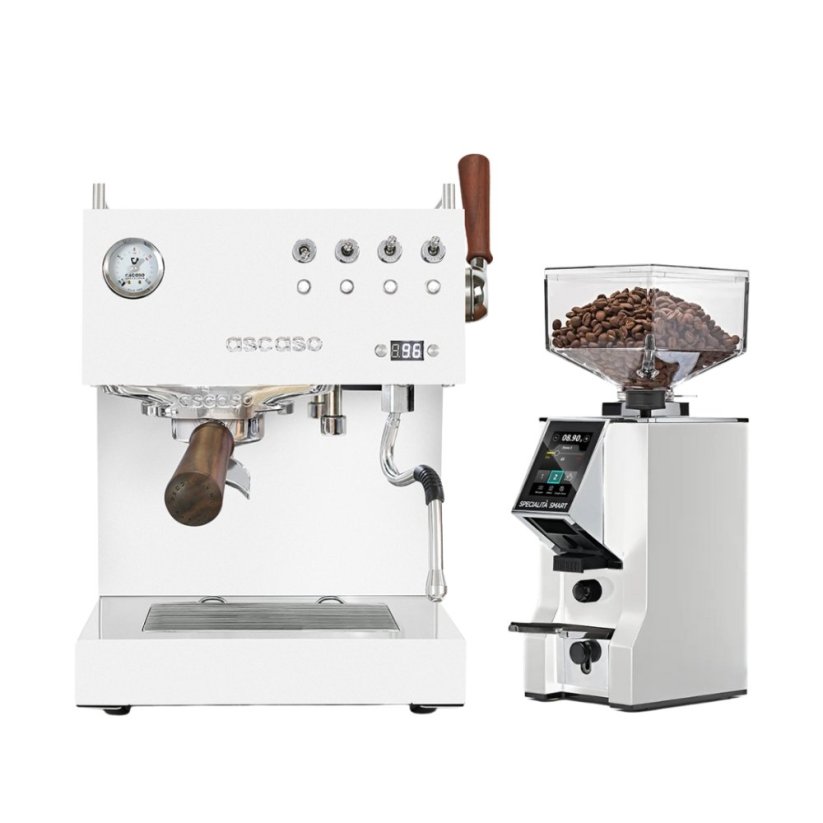 Ascaso Steel DUO PID PLUS, White&Wood + Eureka Mignon Specialita Smart, CR White