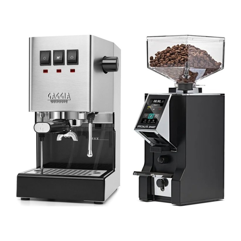 Gaggia Classic E24, stříbrná + Eureka Mignon Specialita Smart, CR black