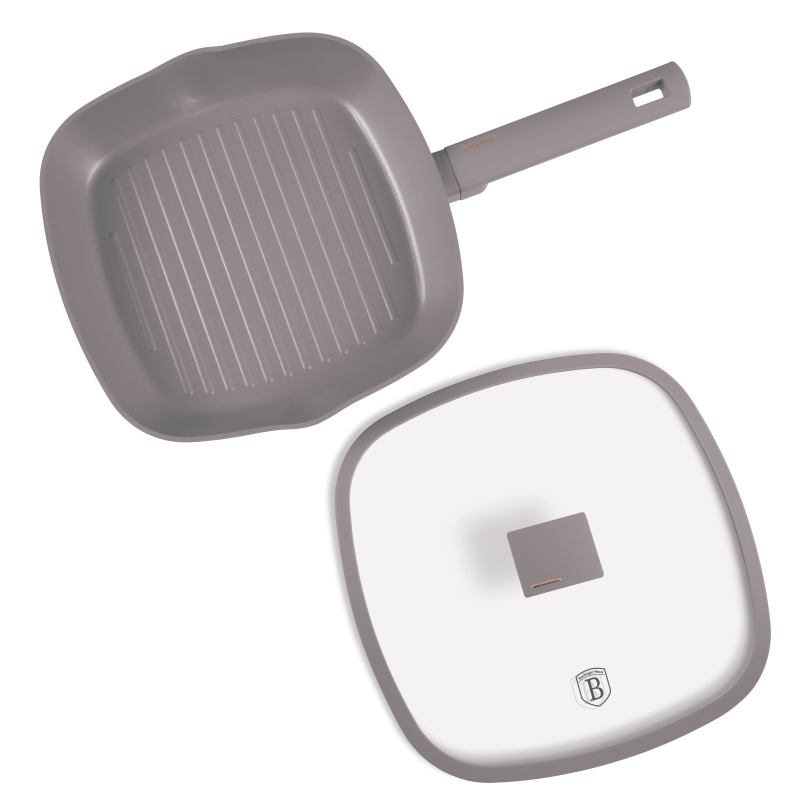BERLINGERHAUS Pánev grilovací s titanovým povrchem a poklicí 28 cm Taupe Collection