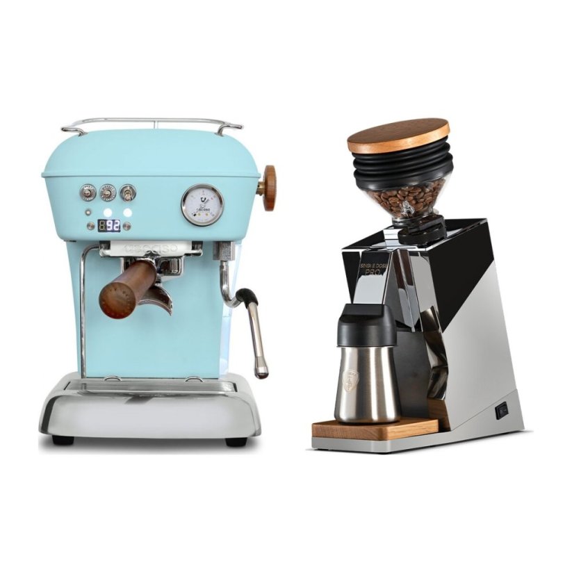 Ascaso DREAM PID Kid Blue + Eureka Mignon Single Dose PRO, Chrome & Oak