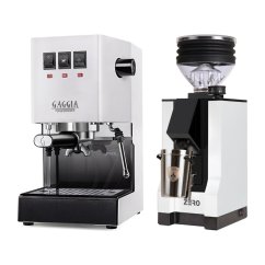 Gaggia Classic E24, bílá + Eureka Mignon Zero, BL white